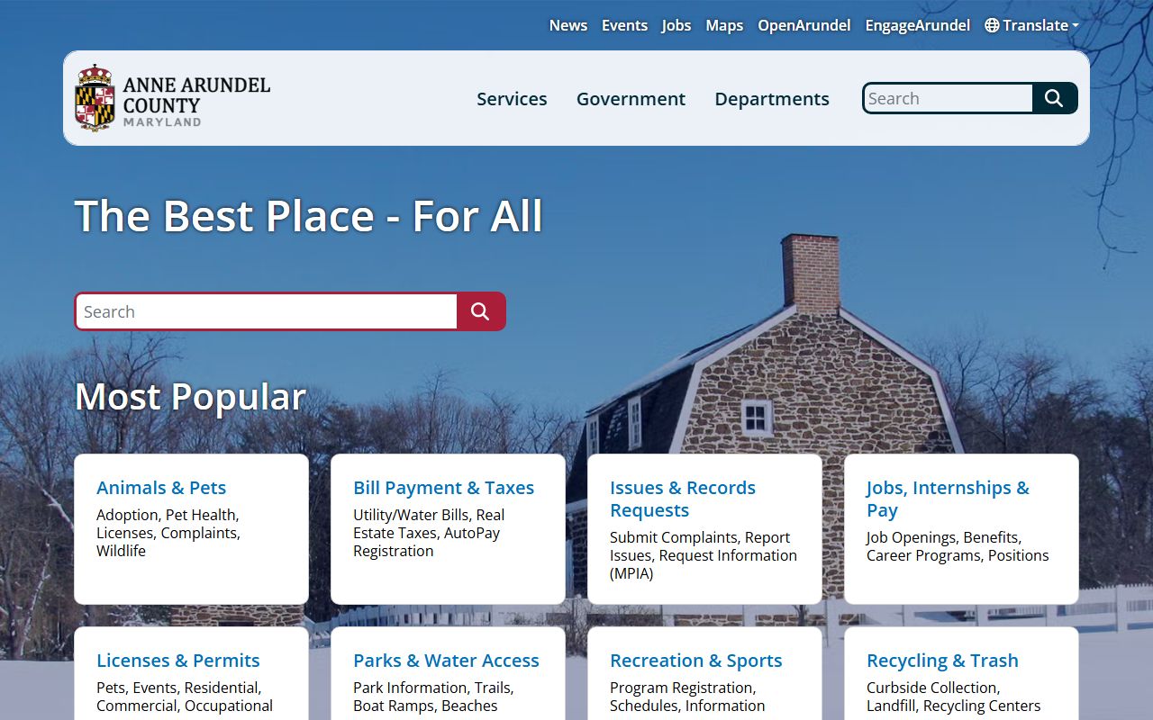 Anne Arundel County government website for Glen Burnie Maryland property tax records
