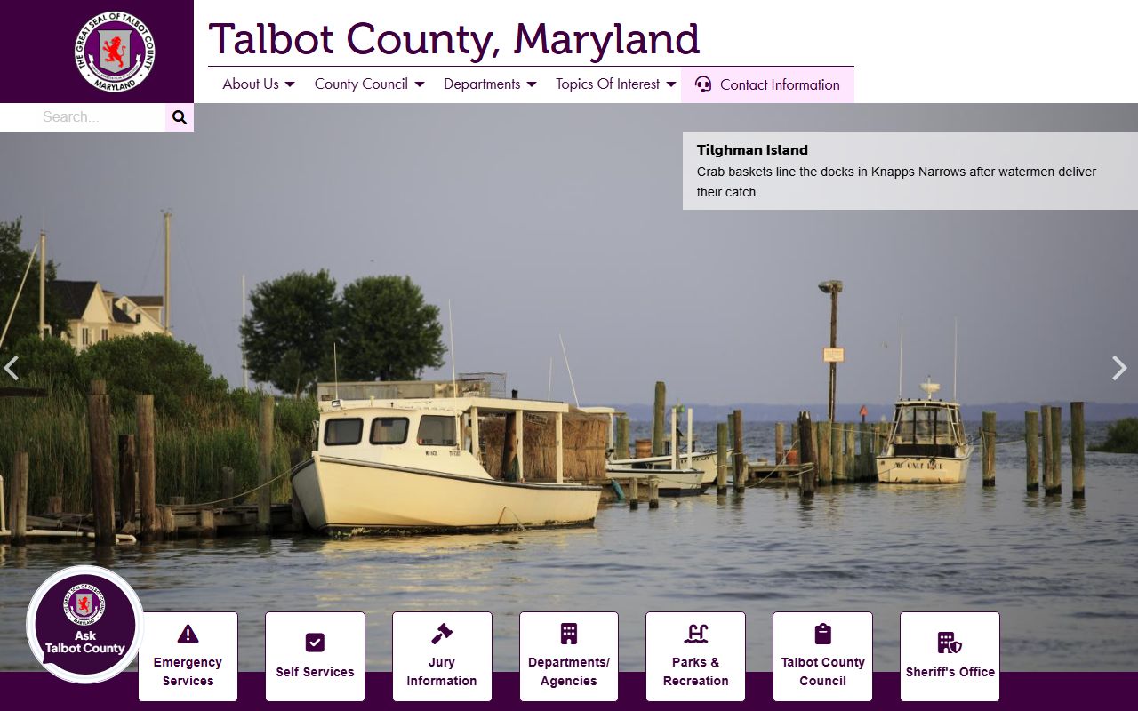 Talbot County Government website for property tax records